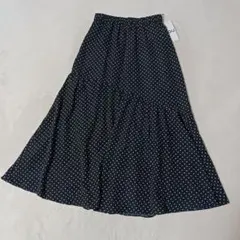 新品GUドットプリント　アシンメトリーティアードスカートQ　09 BLACK