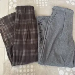 axes femme 裾刺繍起毛ストレートパンツ