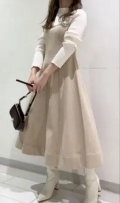 美品✨CELFORD ボトルネック バイカラー ホールガーメントニットワンピース CELFORD ボトルネック バイカラー ホールガーメントニットワンピース