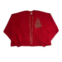 3点 10000円 古着 卸 リメイク スウェット カーディガン レッド XL