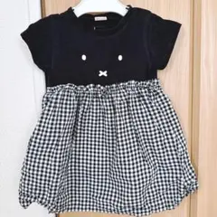 petit main 黒ギンガムチェックワンピース 90cm