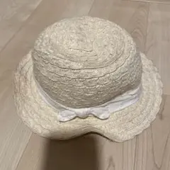 H&M アイボリー ストローハット 9-12M
