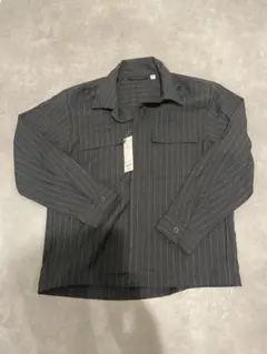 GU ストライプシャツ M ダークグレー　メ