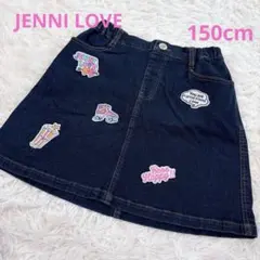 ジェニィラブ　ワッペン付きデニムスカート　150cm ブルー