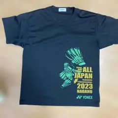 YONEX バドミントン選手権長野Tシャツ 2023ユニMサイズ黒緑色