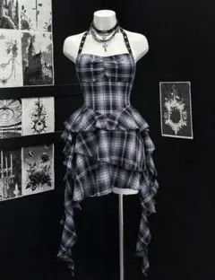 キャミソールワンピース チェック柄 レディース