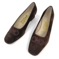 ★使用感少★フェラガモ ローファー 4.5C パンプス ガンチーニ刺繍 スエード