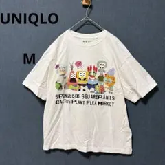 【美品】ユニクロ　メンズ　M 白　スポンジボブTシャツ　半袖　UT プリントTのサムネイル