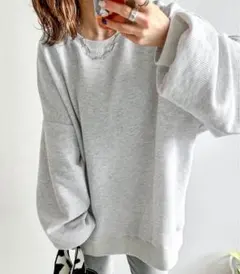 ワッフルトップス ライトグレー FREE SIZE AMELY