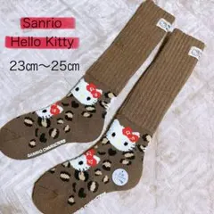신품 미사용 헬로 키티 표범 무늬 양말 양말 23-25cm 뒤 기모 양말 산리오