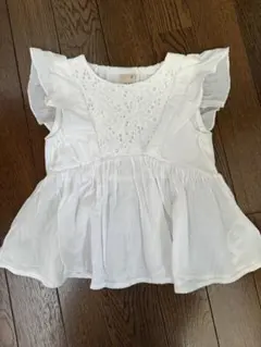 petit main ホワイトフリルトップス 90