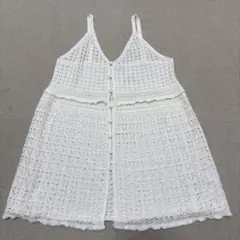 GU　透かし編みニットキャミソールチュニック　ナチュラル　M