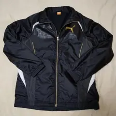 PUMA ナイロンジャケット ブラック ゴールド Lサイズ
