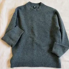 UNIQLO メンズ スフレヤーンクルーネックセーター　グレー M