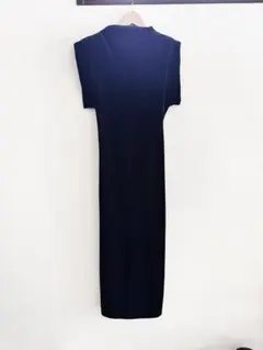 ZARA 黒 半袖 ロングワンピース M ベロア生地