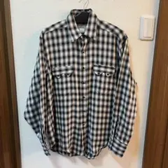 70s rockmount 白黒オンブレチェック レーヨンシャツ