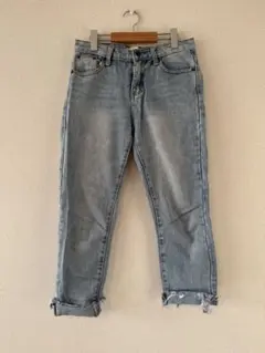 韓国 ライトブルー ストレートデニム ストレートジーンズ