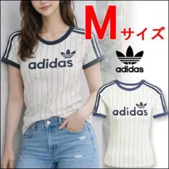 値下げ可☆アディダス Mサイズ 人気 Tシャツ 3ストライプ 白 JC7705