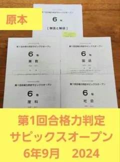 サピックス　2024年　第2回合格力判定サピックスオープン　６年　未使用！ 優秀層〜苦手層まで役立つ】6年第2回合格力判定サピックス