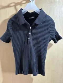 zara リブ編みポロシャツ