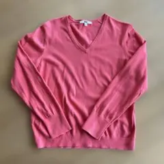 ユニクロ　ウォッシャブルコットンVネックセーター（長袖）Mサイズ　ピンク