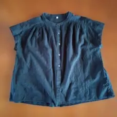 無印良品　強撚ボイルフレンチスリーブブラウス