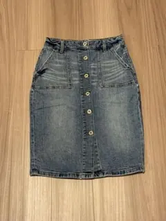 試着のみ ZARA デニムスカート フロントボタン タイトスカート M 28