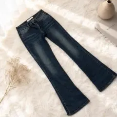 A・G ラインストーン デニムパンツ ブーツカット フレア レディース ジーンズのサムネイル