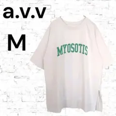 ★【アーヴェヴェ】プリント　半袖Tシャツ　サイドスリット　ホワイト　 Mのサムネイル