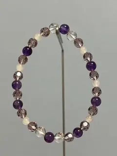 天然石　ブレスレット　厄除け　魔除け　ストレス解消　アメジスト　ローズクォーツ