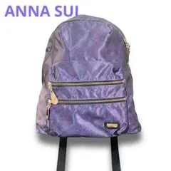 良品　アナスイ リュック バックパック ナイロン パープル 総柄 花 A4可のサムネイル