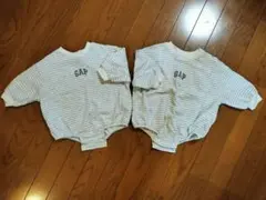 【お得な2枚セット★】GAP ロンパース スウェット 双子 ロゴ 70〜80cm