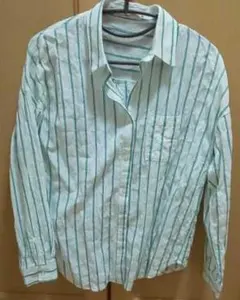 Samansa Mos2 blue ストライプ開襟シャツ 長袖シャツ