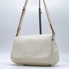 Kate spade ショルダーバッグ　フラップ　レザー　シボ革　白　e748