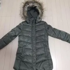 美品！H&M リアルファー中綿ダウンコート オリーブグリーン