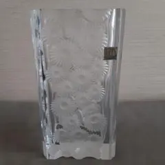 HOYA クリスタル花瓶 花模様 日本製