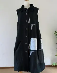 美品✨慈雨 センソユニコ ニットベスト チュニック 変形 ドット 花柄