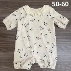 バースデイ 花柄フリル付きロンパース 50-60 ロンパース！