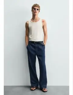 ZARA 刺繍バンド付きジーンズ　EU42 JP32