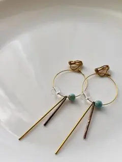 ゴールドメッキ フープイヤリング アクアマリン
