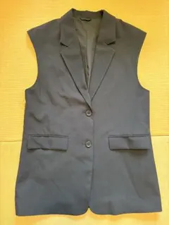 スト ジレ ブラック 襟付き