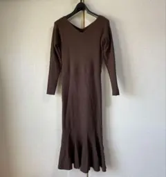 【2点まとめ売り】マーメイド　ロングニットワンピース　リブ