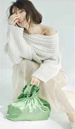 snidel オフショルニットプルオーバー ミントグリーン