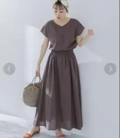 アーバンリサーチサニーレーベル 2way抗菌リネン混フレンチギャザーワンピース