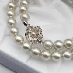 美品】アコヤ真珠 あこやパール 本真珠 ネックレス 花型 SV金具 6.53 