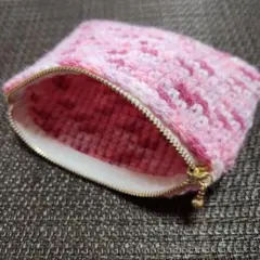 【ハンドメイド】アクリル毛糸 編み物ポーチ ピンクカラフル毛糸