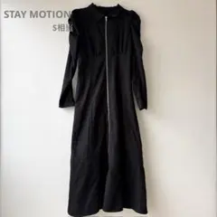 【14】中古美品 STAYMOTIONフロントジップワンピース 黒 S相当