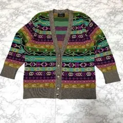 Vintage 幾何学模様のマルチカラー カーディガン カラフル