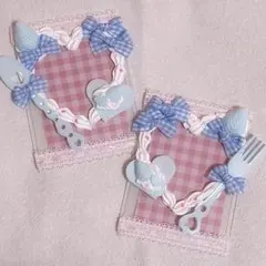 ホイップデコ トレカケース ペア ハート 量産型 水色 いちご ♡