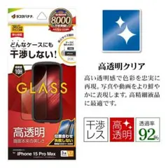 iPhone15 ProMax ガラスフィルム 高透明 0.33ｍｍラスタバナナ